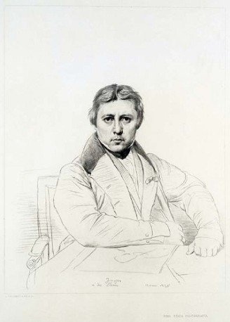 Autoritratto di Jean Auguste Dominique Ingres, da un disegno di Ingres inciso da Luigi Calamatta
